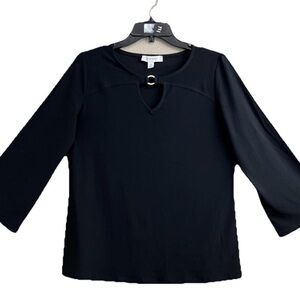 Nine West Black Keyhole Blouse